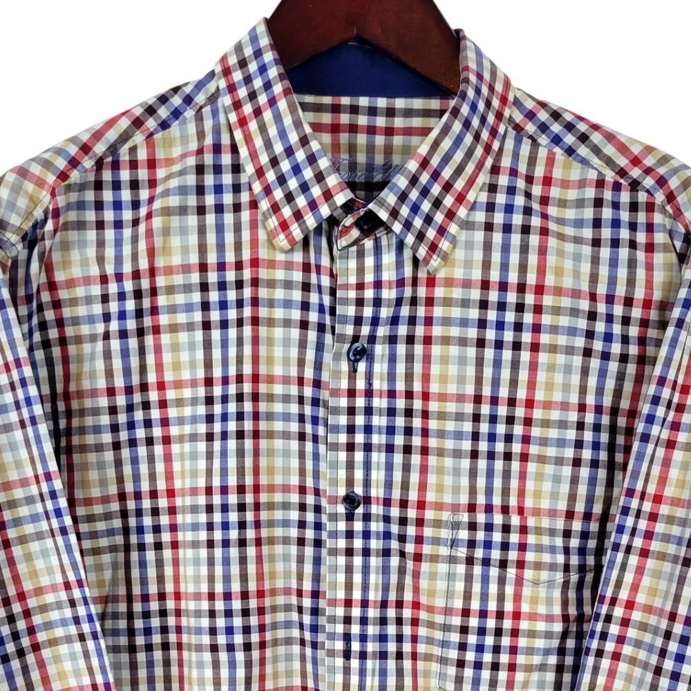 Tasso Elba Men's XL Plaid Long Sleeve Button Down Shirt‎ 17-17.5 Colorful